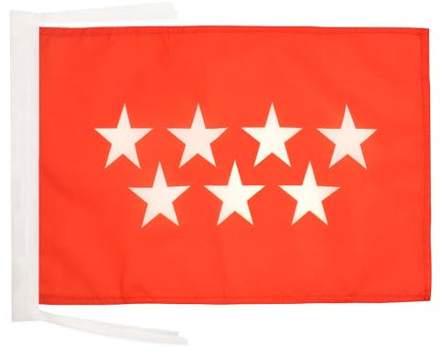 BANDERA de la COMUNIDAD DE MADRID 45x30cm - BANDERINA MADRILEÑA 30 x 45 cm cordeles - AZ FLAG
