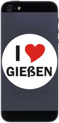 Indigos UG Telefon Aufkleber I Love GIEßEN 7 cm - Telefonaufkleber - Handyaufkleber - Handyskin - Sticker fürs Handy - Smartphone Handyhülle