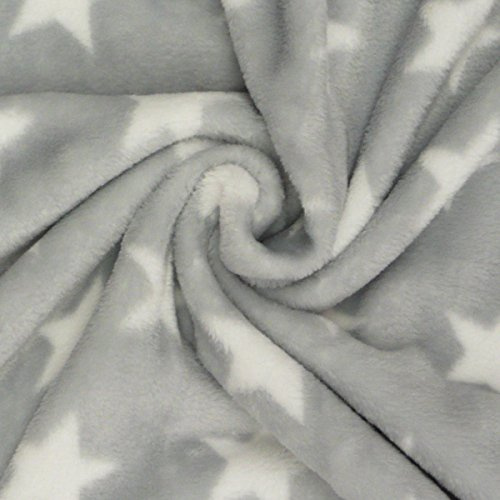 Wellness Nicki Fleece Stoff hellgrau weiß Sterne