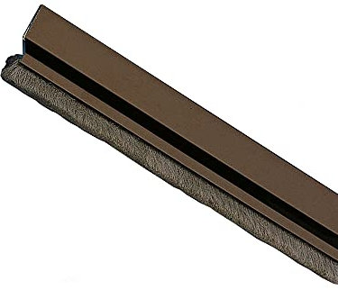 Amig - Burlete para puertas de entrada o de paso - Burlete adhesivo de sobreponer - Cepillo de pelo - Lámina de plástico entre la escobilla - 82 cm - Bronce - Aluminio