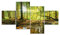 ARTLAND Wanddeko Glasbilder Wandbild Glas Bild Set 4 teilig 120x70 cm Querformat Wald Natur Landschaft Bäume Bach Sonne Frühling T9IO