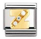 Nomination Comp. Classic BUCHST. Edelstahl, 18K-Gold und Cubic Zirc. (Z) 030301