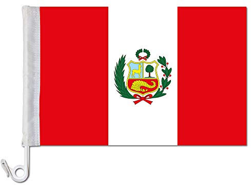 Everflag Auto-Fahne: Peru + Wappen - Premiumqualität
