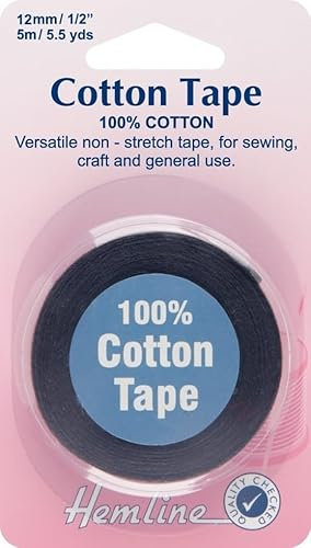 Hemline Black Craft/Sewing Cotton Tape 12mm (5 metre roll)