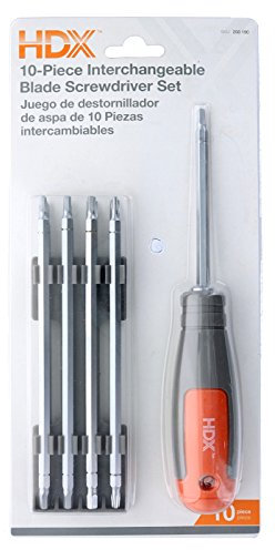 Jeu de tournevis à lame interchangeable HDX 012319 de 4-1 / 2 (9 lames réversibles et 1 poignée ergonomique caoutchoutée)