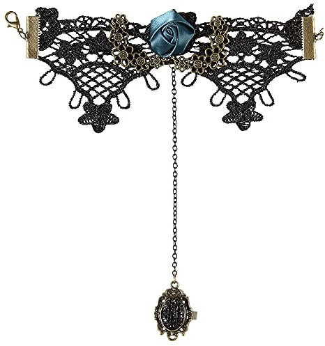 Widmann 05721 - Gotik Handschuhe mit schwarzen Stein, Armbänder, Armschmuck, Dark, Gothik, Karneval, Mottoparty, Halloween