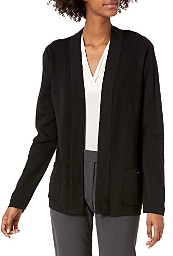 Anne Klein Damen 2 Pocket Cardigan2 口袋马利布开衫2 포켓 말리부 카디건chamarra Malibu De 2 Bolsillosmalibu 2 Taschen Strickjacke, schwarz, Mittel