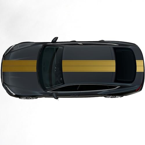hauptsachebeklebt - Autoaufkleber Rallye Streifen - 47 x 400 cm - Gold glänzend - selbstklebend - Viperstreifen für Auto, Motorhaube, Karosserie - Tuning Aufkleber Racing Deko