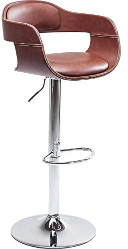Kare Design Barhocker Monaco, Braun, Barhocker, Lederoptik, Stahl Sockel, höhenverstellbar, 106x48x48 cm (H/B/T)