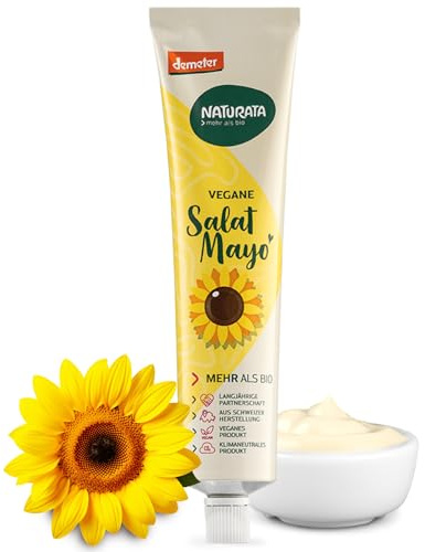 Naturata Vegane Salat Mayonnaise, ohne Ei - 190 ml | Demeter-Qualität | Kalorienreduziert & Fettarm | Vegane Alternative zu Mayonnaise | Mit Sonnenblumenprotein | Ideal für Salate & Sandwiches