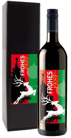 Bull & Bear Wein Geschenk Frohes Fest, Merlot 0,75 l, elegantes Geschenk