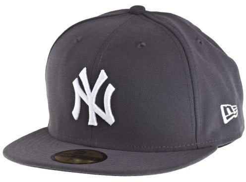 New Era Erwachsene Baseball Cap Mütze MLB Basic NY Yankees 59 Fifty Fitted, Graphite/Weiss, 7 1/8 Zoll (56.8 cm)