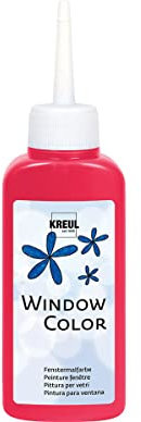 KREUL 42711 - Window Color rubinrot 80 ml, Fenstermalfarbe auf Wasserbasis, mit strukturierter Oberfläche, für Glas, Spiegel, Fliesen und andere glatte Flächen