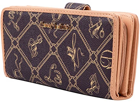 Giulia Pieralli RAUMWUNDER GELDBÖRSE, Trendige DAMENBÖRSE Portemonnaie, VIELE FÄCHER XXL, Coffee