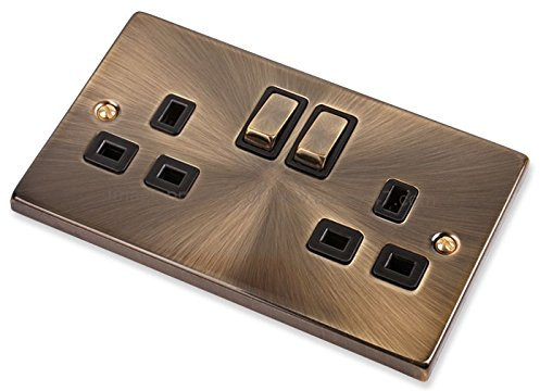 Antique Brass 2 gang 13 amp Switched Socket