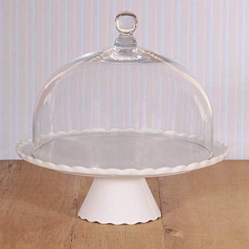 Home of Cake Tortenplatte „Sweet Flower“ in Weiß mit Glasglocke, Ø 34 cm
