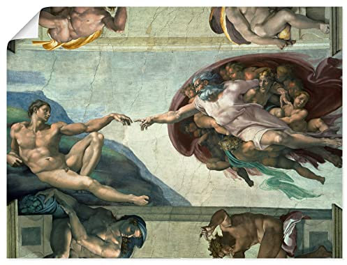 ARTLAND Wanddeko Poster & Kunstdrucke Wandposter Glaube Christentum Sixtinische Kapelle Finger Berührung Die Erschaffung des Adam 1510 Renaissance Michelangelo R2PK