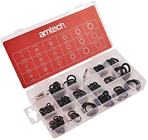 Amtech 225pc O Ring Assortment, Oil & Fuel-Resistant Nitrile Rubber, for Automotive, Plumbing and General Sealing Applications.
