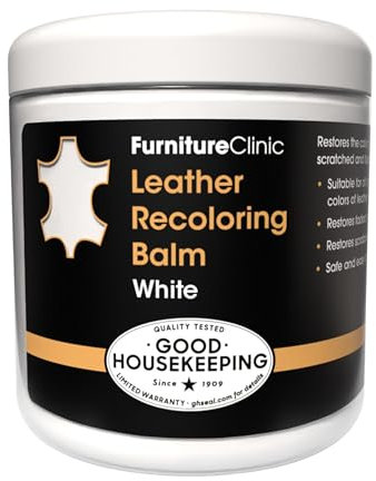Furniture Clinic – Leder farbauffrishungs Balsam bei Kratzern Abschürfung Ausbleichung für Sofa, Autositze, Schuhe und Kleidung – 16 Farben - 250ml Weiß