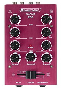 OMNITRONIC GNOME-202 Mini-Mixer rot | 2-Kanal-DJ-Mixer im Miniaturformat | Extrem leichter und kompakter DJ-Mixer | Metallgehäuse