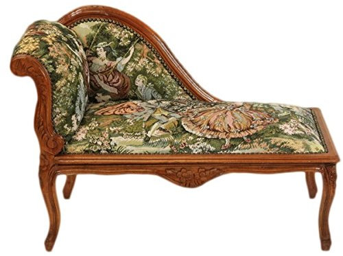 Casa Padrino Barock Kinder Chaiselongue Mod2 Gobelin/Braun - Antik Stil