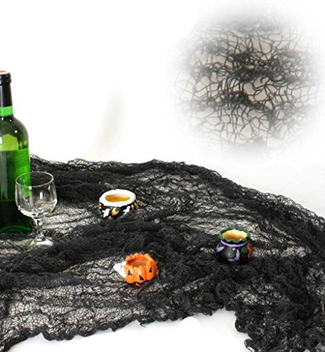 KarnevalsTeufel.de Halloween Dekostoff in schwarz Mottoparty Piratenparty Tischdeko Dekoration Fischernetz