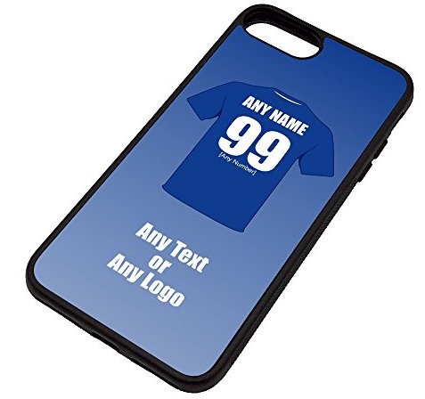 Personalised Gift - Leicester iPhone 7 Plus / 8 Plus Case (Black, Football Club Design Theme) - Any Name/Message on Your Unique - Apple 7+ 7Plus 8+ 8Plus TPU Foxes Blue Army