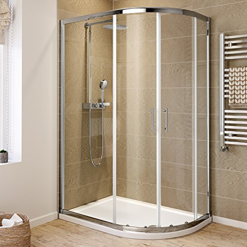 iBathUK 1200 x 900 Quadrant 6mm Thick Sliding Glass Shower Enclosure Reversible Cubicle Door