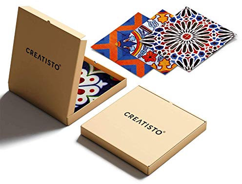 Fliesenfolie Fliesenaufkleber - CREATISTO Klebefolie Fliesen I Aufkleber Folie Sticker Fliesensticker Fliesenspiegel Küche renovieren Bad deko I 10x10 cm - Motiv Portugiesisch - 9 Stück