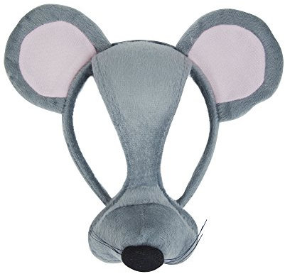 Bristol Novelty EM157 Mouse Mask with Sound | Gray | Pack of 1 Headband, Unisex-Child, Multi-Colour, One Size