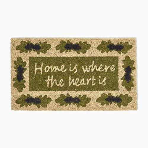 HOMESCAPES - Door Mat- Home is Where Heart is - 40 x 70 cm - 100% Natural Coir - Indoor and Outdoor Doormat