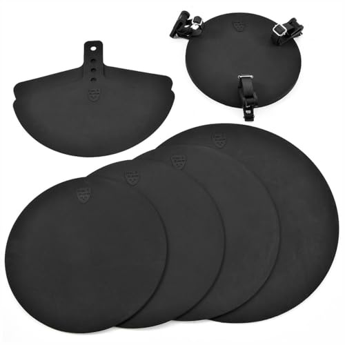 Schalldämpfende Schlagzeug-Pads im Set für Rock-Schlagzeug | Reduziert Lärm um bis zu 90%, Set von 7 Gummi-Übungspads, passend für Standard-Rock-Größen