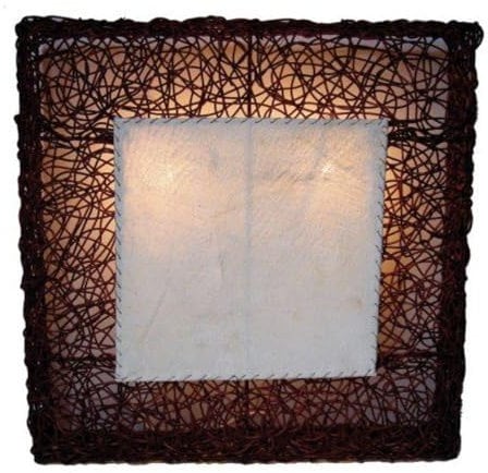GURU SHOP Wandlampe/Wandleuchte in Bali Handgefertigt aus Naturmaterial, Rattan - Modell Artis, Size:60x60x18 cm