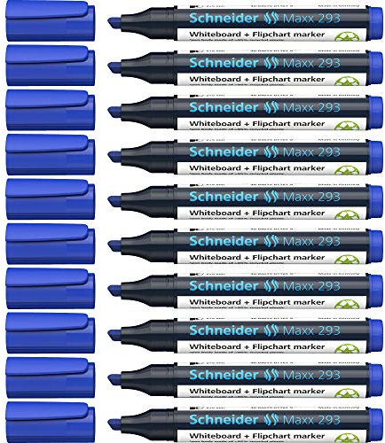 Schneider Maxx 293 Whiteboardmarker (Strichstärke: 2+5 mm, nachfüllbar) 10er Packung blau