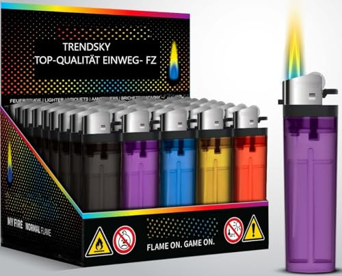 400 Stück Einwegfeuerzeuge mit Reibrad Einweg Feuerzeug in Display | einstellbare Flamme Lighter, mit Kindersicherung