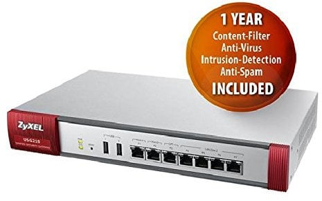 ZyXEL USG210 - UTM Bundle - Sicherheitsgerät - mit 1 Jahr AV+IDP, AS, CF - 10 SSL VPN-Benutzer - 10Mb LAN, 100Mb LAN, GigE Bdl / Firewall / Appliance 10/100/1000 / 4x LAN/DMZ / 2x WAN / 1xOPT UTM Bundle (AS,AV,CF,IDP)