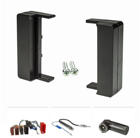 tomzz Audio 2403-004 Cache-Radio Compatible avec Audi A2 8Z A3 8L A4 B5 TT 8N Noir avec Adaptateur système Actif Adaptateur d'antenne ISO Alimentation fantôme ISO DIN