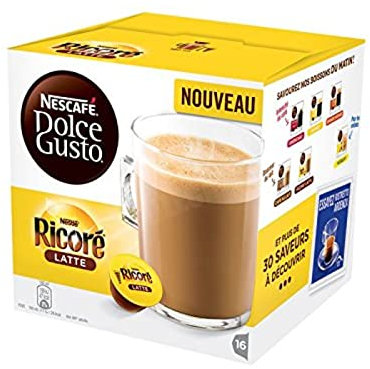 Dolce Gusto Café Capsules Ricoré Latte, Les 16 Capsules de 10,5g