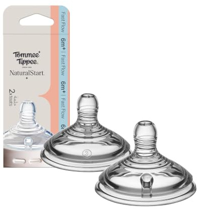Tommee Tippee 42212442 Closer to Nature Fast Flow Baby Bottle Teats 6 Months plus Pack of 2