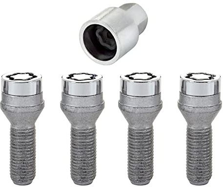 McGard 27000SU Wheel Lock Bolts SU M14 x 1,5, cone seat, shaft length 31,0 mm, Overall length 53,6 mm, Hex size 19mm, Key diameter 25,8 mm, Chrome