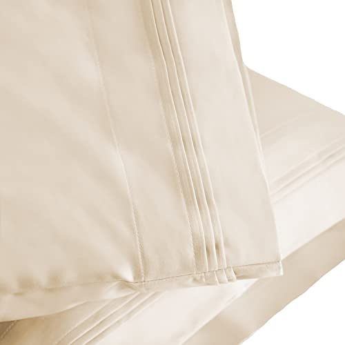 Superior 1000 Thread Count Egyptian Cotton Pillowcase Set, Pillow Covers for All Pillows and Sleepers, Soft Pillowcases for Bed Fashion, Basics, Large Cases, 2-Piece Set- Standard, Ivory