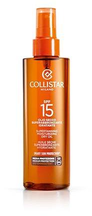 Collistar feuchtigkeitsspendendes Superbräunungs-Trockenöl mit LSF 15, Sprühöl für Gesicht, Körper und Haare, verlängert die Bräune und schützt vor Salz und Sonne, mit Vitamin E, nicht fettend, 200 ml