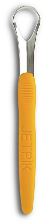 JETPIK Zungenreiniger aus Edelstahl mit Silikongriff, Orange (Zungenschaber, Zungenbürste, sicherer frischer Atem, entfernt Plaque auf der Zunge, extra flach, verhindert Mundgeruch)