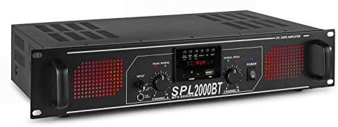 Skytec SPL2000BTMP3 - Amplificateur professionnel Bluetooth, 2X 1000 Watts, fonction MP3, USB et carte SD, technologie sans fil Bluetooth, idéal entreprises, concerts, restaurants