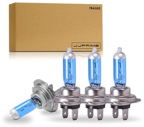 JJ PRIME - 4-Pack Super Bright White Halogen H7 Xenon Bulbs | H7 Headlight Bulb | 12V 100W White Vision 5000K H7 Bulb Replacement | Car Exterior Light Bulbs | H7 Bulbs Headlight