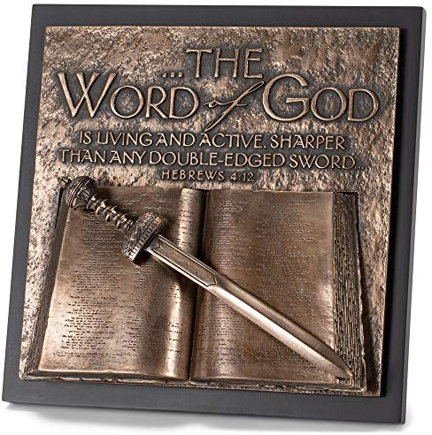 Lighthouse Christian Products Word of God Hammered Bronze Tone 8.75 x 8.75 Cast Stone Sculpture Plaque
