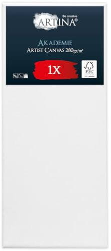 Artina FSC® Keilrahmen Leinwand zum Bemalen 60x140 cm - Artina FSC® Leinwand bespannte Keilrahmen Leinwände zum malen für Acrylfarben Canvas Weiß 100% Baumwolle