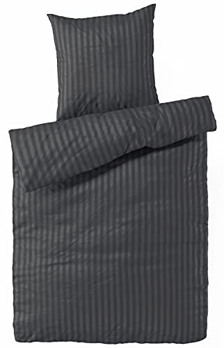 Carpe Sonno Damast Bettwäsche 135x200 Baumwolle | Bettwäsche Baumwolle 135x200 | Bettwaren & Bettwäsche-Sets | Bettbezug 135 x 200 Baumwoll Bettwäsche 135x200-cm | Hotel Bettwäsche grau