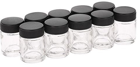 Cystal Clear Box of 10/20 Empty 3/4-Ounce, (22cc) Glass Bottle Air Brush Depot Airbrushing Accessories (10pcs)