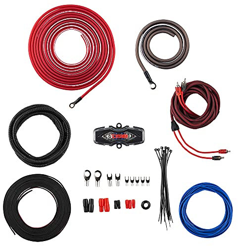 DS18 AMPKIT8 Gauge Amp Kit Amplifier Install Wiring 8 Ga Pro Installation Cables, 3500W (8 Gauge) Installation Kit for Car Audio Amplifiers